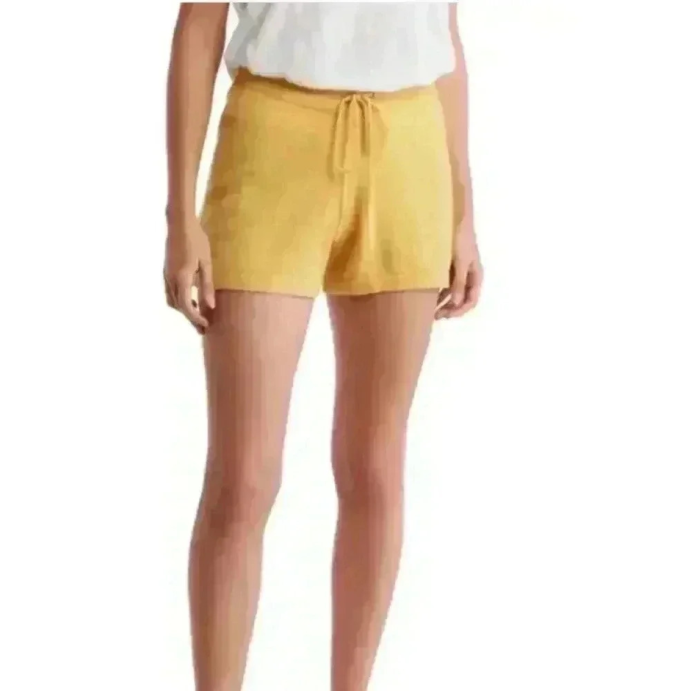Nwt The Cashmere Project Drawstring 100% Cashmere Shorts In Sunflower Sz M